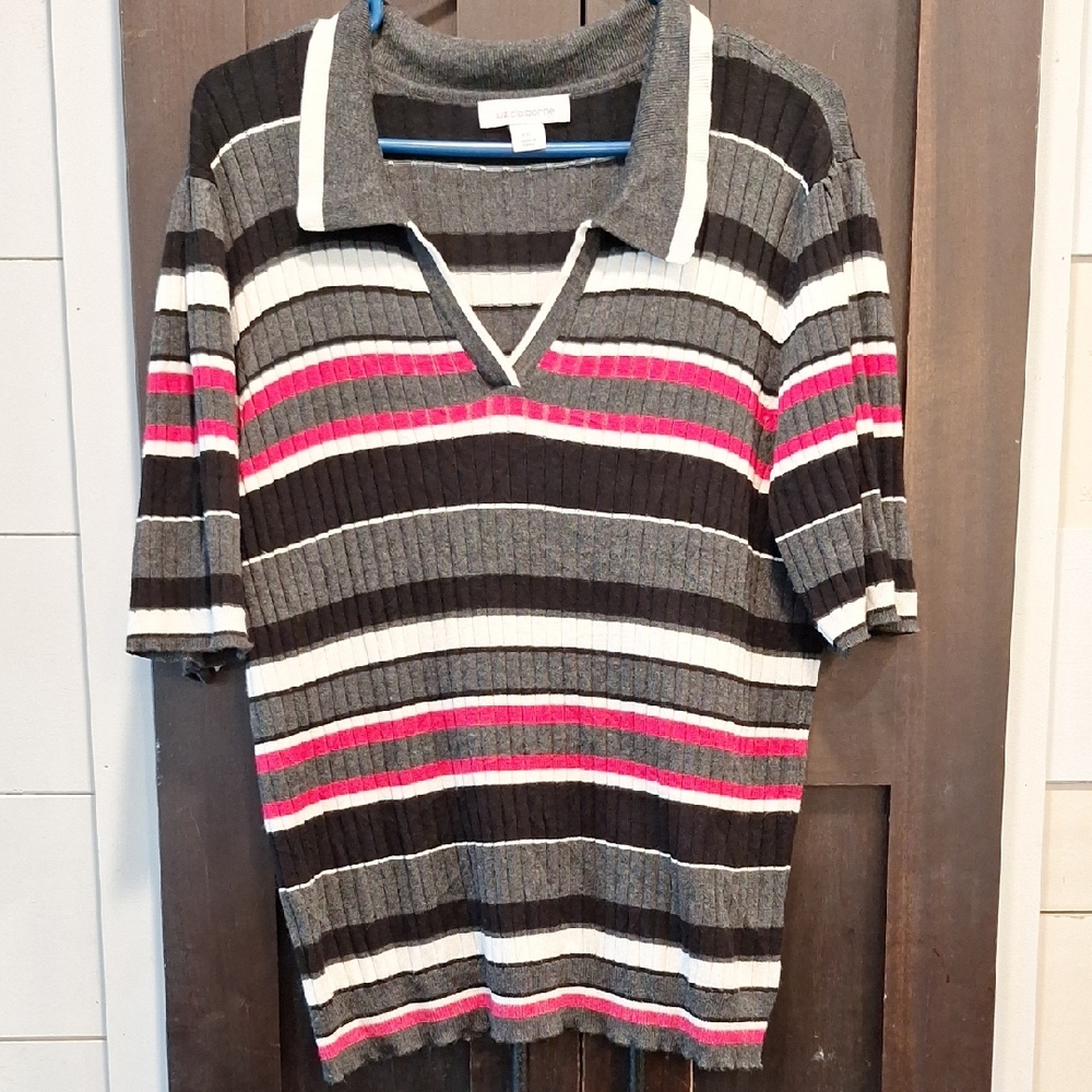 Liz Claiborne Dark Gray Knit Top